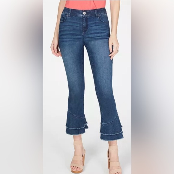 INC International Concepts Denim - INC International Concepts Double-Ruffle Hem Curvy Ankle Jeans Size 8